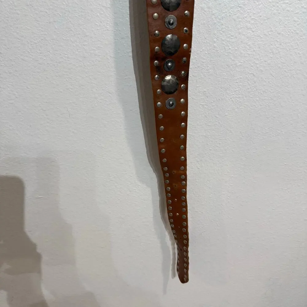 Topaz Brown Genuine Leather Studded Made in Italy Vintage Belt
